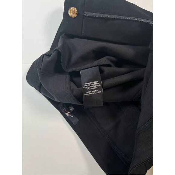 7 For All Mankind Wide Leg Black Pants Gold Horse Bit Hardware High Rise Size 6 - Picture 7 of 9